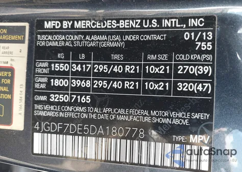 2013 Mercedes-Benz Gl 550 4Matic z USA, uszkodzony, nr VIN 4JGDF7DE5DA180778